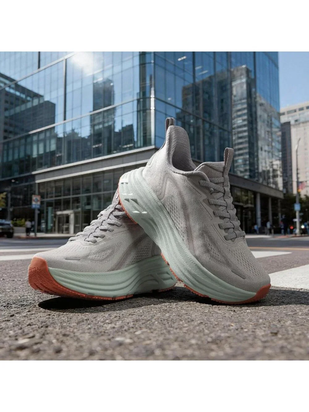 Women's Grey Running Shoes Slip On Pull On Round Toe Athletic Tennis Sneakers